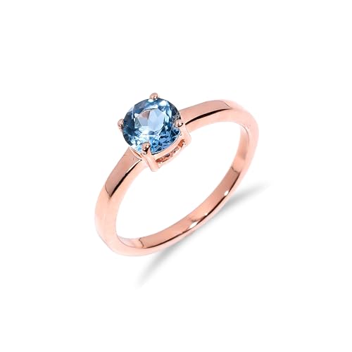 Bague en topaze bleue de Londres et argent 925, l'éclat d'une pierre naturelle ronde