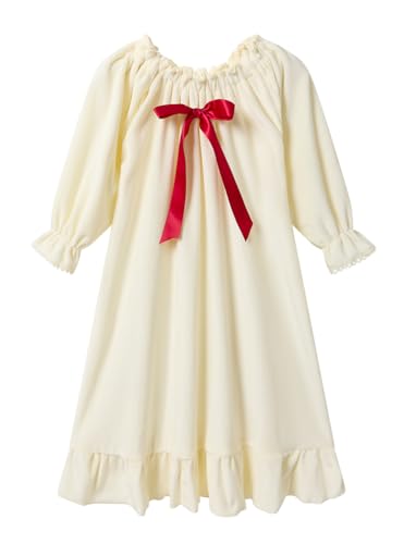 Girls Flannel Dress,Winter Princess Dresses Long Sleeve Gown 3-12Years