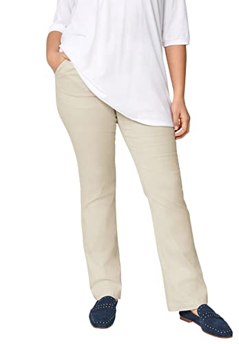 ellos Plus Size Stretch Chino Mid-Rise Classic Bootcut Pants - 26, Stone