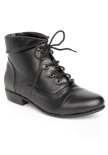 Comfortview Darcy Bootie Lace-Up Short Ankle Boot Women's Winter Shoes (Wide Widths Available) - 9 M, Black (Wide Widths Available)
