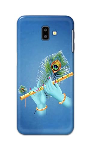 Image of Plastic Printfidaa Printed Hard Back Cover Case For Samsung Galaxy J6 Plus | Samsung J6+ Back Cover (Flute In Krishna Hands) -112,Blue