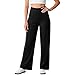 Kenvina Women's Dress Work Yoga Pants Business Casual Slacks Stretchy Wide Leg Trousers with Pockets High Waist Lounge Pants Black