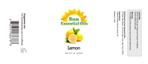 Sun Essential Oils - Lemon Essential Oil 16 oz for Cleaning, Diffuser, Humidifier & Aromatherapy Body Massage, Lemon Fragrance Scent for Home Candle Making
