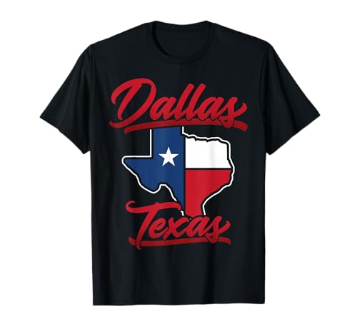 Dallas Texas Souvenirs Camisa Bandera Mapa del Orgullo del Estado de Texas Camiseta
