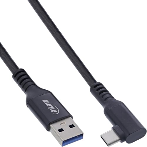 InLine USB-C VR Kabel 5m, gewinkelt auf USB-A, USB 3.2 Gen.1, 60W, 5Gb/s, für Meta/Oculus VR-Brillen, schwarz, 35715V