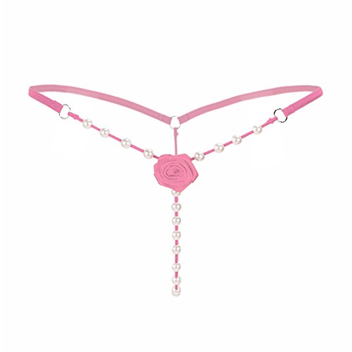 Angxiwan Underwear Women Sexy V-String Ladies Open Sexy Panties Thong Underwear Knickers Lace Burned-Crotch Womens Skimpy Lingerie Pink