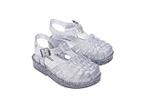Mini Melissa Possession Fisherman Jelly Sandal for Toddlers and Girls – Adjustable Buckle Summer Sandals, Waterproof, Bubblegum Scent, Comfortable Beach, Play and Dress Shoes, Shiny, Pink Silver Glitter, 9