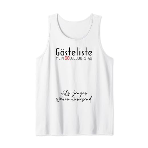 Gästeliste Mein 68. Geburtstag Libro de visitas Firma Camiseta sin Mangas