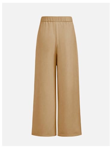 Image of SweatyRocks Girl's Elastic High Waist Wide Leg Pants Loose Long Trousers | Girls Dress Pants,Flowy Uniform Pants,Elegant Front /Back Darts,Preppy Clothes Size 8-12 Years