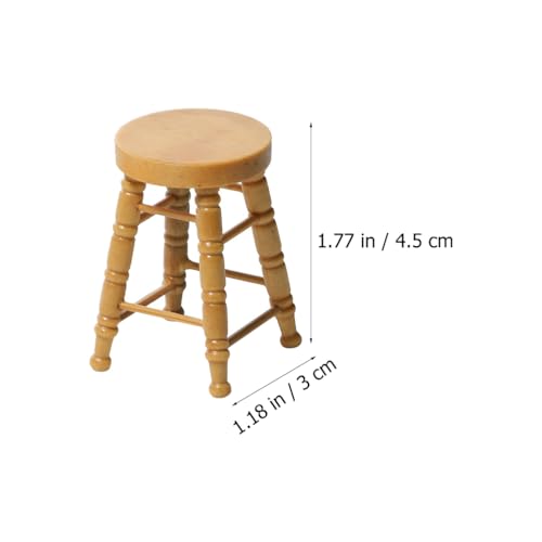 ERINGOGO 8 Pcs Dollhouse Stool Dollhouse Chairs 1 12 Miniature Round Stool Round Doll Bar Counter Chair Ornament Photo Prop Kids Wooden High Furniture Child - Thumbnail 3