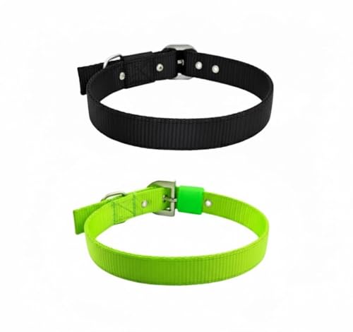 Image of Comfort Fit & Durable Nylon Dog Collar Combo Set - Safe & Adjustable Pet Collars-(Pack of 2) (Black & Green)
