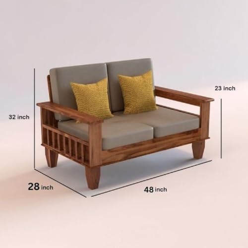 Image of Sheesham Wood 6 Seater Sofa Sets for Living Room Wooden 6 Person Sofa Set Without Coffee Table | Sofas Six Seater for Office (3+2+1, Natural Honey)