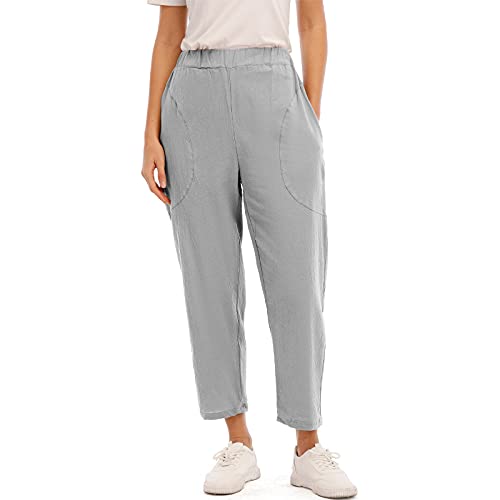 MUYOGRT Pantalon Femme 7/8 Loisirs Longueur Pantalon Droit Bloomers Sarouel Casual Pantalon de Survêtement Ample Pantalon de Plage Souple Pantalon de d'entraînement Yoga Cover