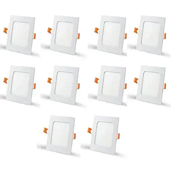 D'Mak 4 Watt Square LED Conceal Panel Light for POP & False Ceiling - Warm White (Pack of 10)