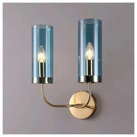 Modern LED Glasvägg Sconce Inomhus 2-Light E14 Vägglampa for vardagsrum Nordic Simple Wall Light Bedroom LED Matsal Belysningsarmatur (Färg: Amber) (Color : Light Blue)