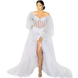 YiMinpwp Sexy Wedding Dresses for Women Bride Nigeria Tulle Bridal Shower Dresses Robes Dress Off Shoulder Long Sleeve White