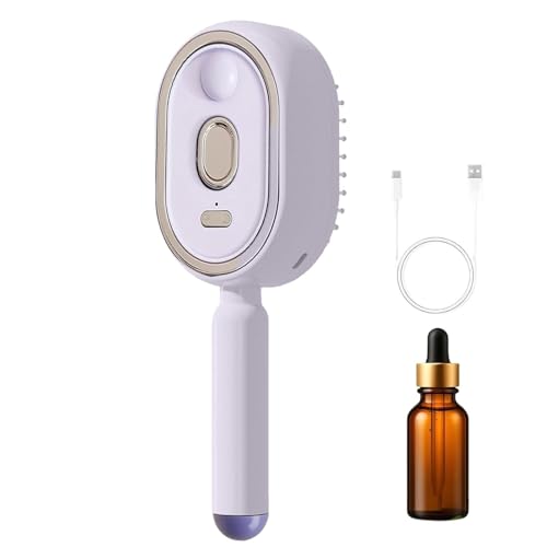Spazzola elettrica a vapore, spazzola per capelli 3 in 1, con funzione spray, olio e misurino e pettine a vapore, piastra ricaricabile per capelli ricci, spessi, lisci e ondulati