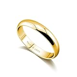 Dankadi Fashion Women & Men 925 Sterling Silver 24K Gold Plated Ring Smooth Plain Dome Comfort Solid Silver Ring Wedding Engagement 3.5 mm Ring 3-12# (Simple style gold, 8)