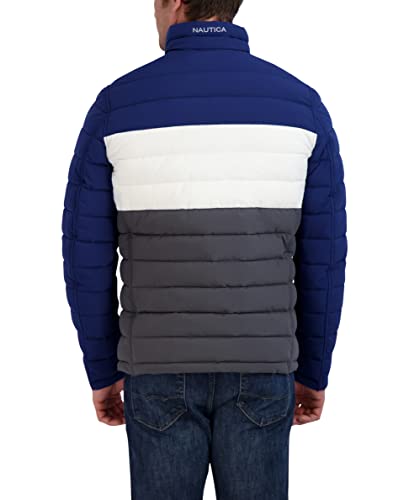 Image of Nautica Men's Reversible Quilted Puffer Jacket -Midweight Mechanical Stretch Winter Coat