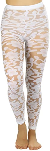 Image of ToBeInStyle Women's Sheer Floral Lace Full Length Leggings