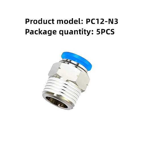 Conector recto neumatico PC12-N3 de 12mm a rosca 3/8 NPT macho 4
