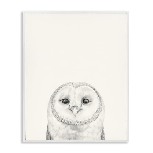 Owl Portrait Grey Woodland Bird, 11 x 14 Inch Framed Giclée Print