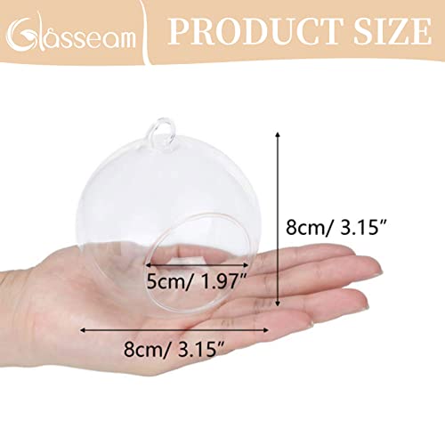 Hanging Glass Globes Tealight Candle Holder, 3.14" Clear Tea Light Holders Unity Ball Ornaments Flower Aquarium Globe Small Orbs For Wedding Centerpieces Advent Christmas Halloween, 10Pcs+2Gifted #TOP4