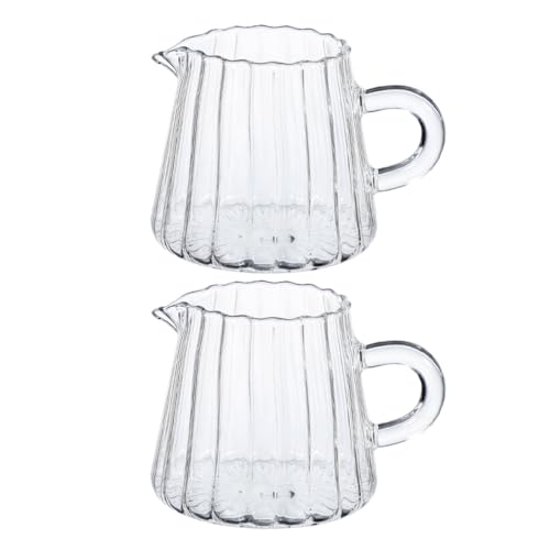 BESPORTBLE 2 pichets à lait en verre borosilicate 200 ml, bec verseur transparent, récipient à crème résistant haute température, pour espresso, latte et mousse de lait, usage cuisine et café