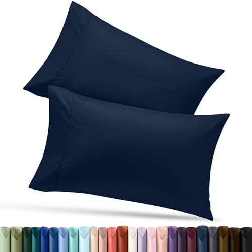 Utopia Bedding - 2 fundas de almohada king (50 x 101 cm), microfibra cepillada suave, cierre de sobre, para hospitales, hoteles y habitaciones de invitados, certificación Oeko-TEX, azul marino