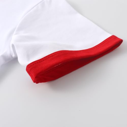 Spring&Gege Boys Short Sleeve Ringer Tee Kids Cotton Sport Crew Neck T-Shirts, White and Red, Size 9-10 Years by Spring&Gege - Used condition - Image 3