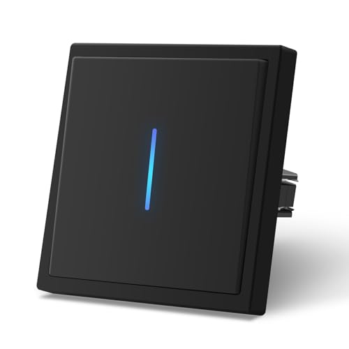 MVAVA Lichtschalter 1 Fach 1 Weg, Lichtschalter Unterputz mit Federanschlüsse, Seidig-Matte Wandschalter mit LED Kontrollleuchte, 80mm*80mm Schwarz, M3-Serie MVAVA Lichtschalter 1 Fach 1 Weg, Lichtschalter Unterputz mit Federanschlüsse, Seidig-Matte Wandschalter mit LED Kontrollleuchte, 80mm*80mm Schwarz, M3-Serie