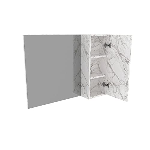 Espelheira para Banheiro 80cm 1 Porta Bn3602 Tecno Mobili Mármore Branco