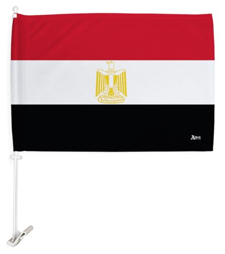 Egyptian Car Flag Bandera Para Carros De Egypt Decor For Window Clip Mount Auto Accessories Sport Fan Gifts League Olympics Party Supplies Patriotic Decorations Made in USA by Ornament Collection - Used condition - Image 2