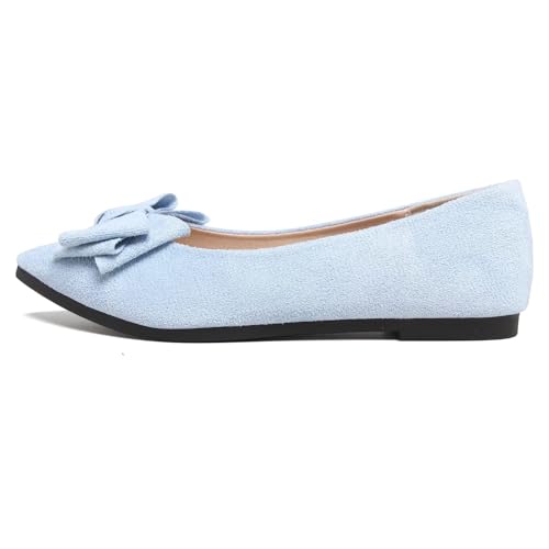 Image of TN TANGNEST Women's Flats Comfortable Dressy Slip On | Pointed Toe Bow Ballet Shoes, Business Casual Office Flats, Suede Flat Shoes