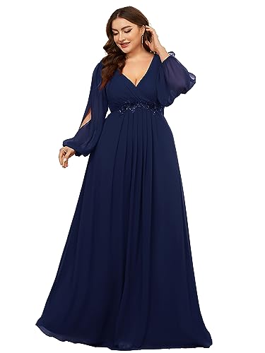Robe de soirée col en V masquant les bras pour silhouette généreuse taille 54