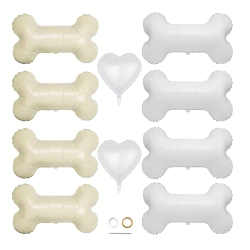 Xiuhusha Dog Bone Balloon, 10pcs Bone Shaped Foil Balloons Dog Birthday Decorations Heart Balloons Dog Party Decorations for Dog Theme Party Birthday Decorations
