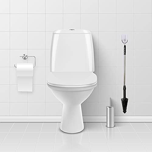 RoxNvm Toilet Plunger, Toilet Clog, Toilet Unblocker, Toilet Dredge Tool, Toilet Plunger with Flexible Rubber Head and Stainless Steel Handle, Powerful, Effective, Designed for Siphon Toilets (Black)