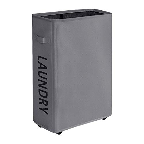 WOWLIVE Slim Laundry Basket Small Washing Basket Foldable Laundry Hamper Collapsible Laundry Bag Narrow Laundry Bin with Wheels