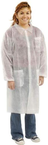 CLEANPRO® Disposable Polypropylene Lab Coats with 3 Pockets & Elastic Wrists, White, 30 Count