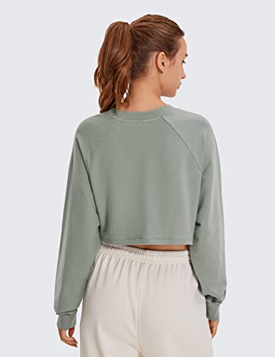 Crz Yoga Women's Cropped Sweatshirts Loose Fit - Long Sleeve Crop Tops For Women Workout Athletic Gym Shirts Causal Lounge Sterling X-Small #TOP2