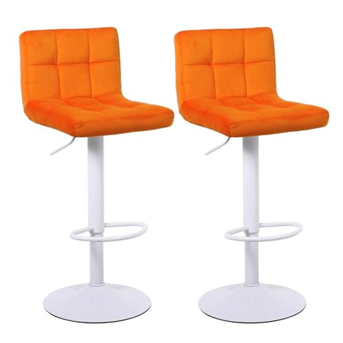 Image of MILLIES DESIGN MANHATTAN VELVET Bar Stools, swivel height adjustable (2, ORANGE)