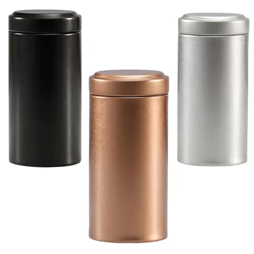 HUAZEXINX 3 Pcs Aluminium Smell Proof Jar Storage – Multipurpose Portable Mini Airtight Metal Traveling Container for Sugar Spices Coffee Teas（93 * 45mm） 188ML