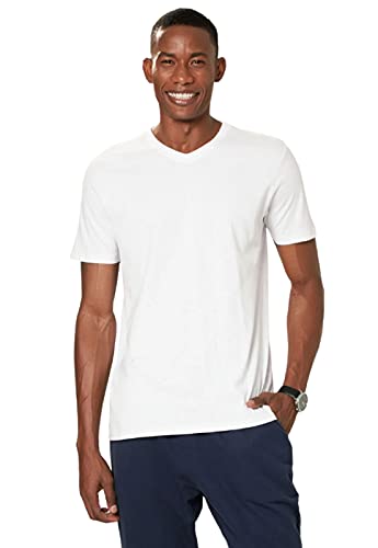 Camiseta Malwee Tradicional Manga Curta Decote V Masculino, Branco, G