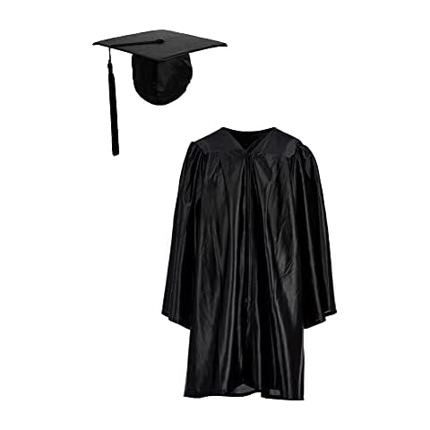 Value Graduation Gown and Cap Unisex, Elasticated Mortar board, Black 100-114cm Cover
