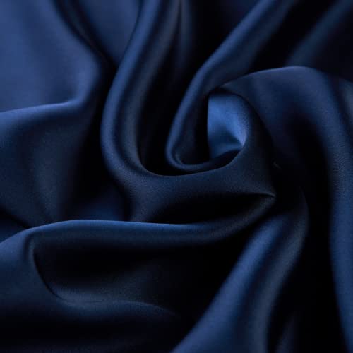 Rico Bedding Juego de sábanas de seda satinada, 4 piezas, funda de almohada suave y duradera, sábana encimera y sábana bajera de 19 bolsillos profundos, juego de sábanas de lujo de hotel (Queen azul