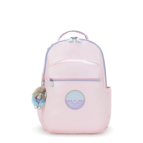 Kipling Seoul Mochila grande metálica para laptop de 38.1 cm, Rosa marinho Met C, Medium, Casual