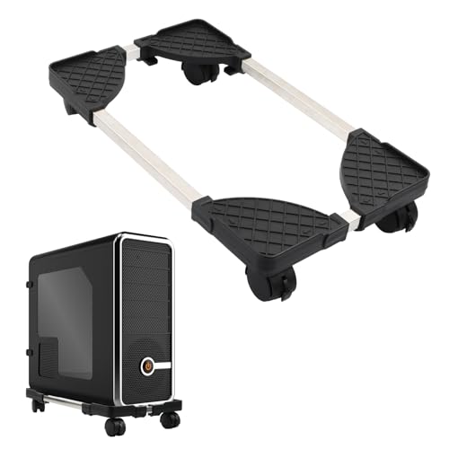 Soporte para CPU, Soporte para Ordenador CPU con Ruedas de Bloqueo, Móvi Soporte Torre PC, Soporte de Suelo de Torre para Ordenador de Sobremesa en Casa Computadora Ajustable Negro 22-34 × 40-52cm - imagen 8