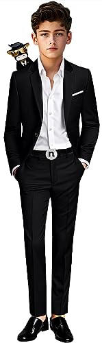 Black N Bianco Signature Boys' Slim Fit Suit In Black Size 12 #TOP22