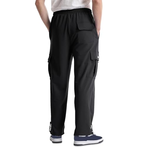 Cargo Pants for Men Casual Loose Hiking Sweatpants Solid Color Drawstring Waist Sweatpant Outdoor Camping Track Pants3