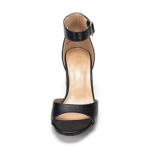 Image of DREAM PAIRS Women's Chunky Heel Sandal | 2.2 inch chunky block heels,open toe with ankle strap buckle, classic comfortable heeled sandals,wedding party dress shoes